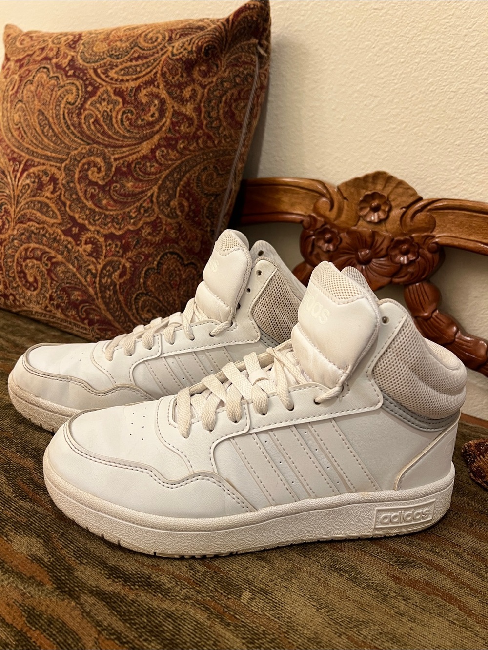 adidas  White Mid-Top Leather Sneakers